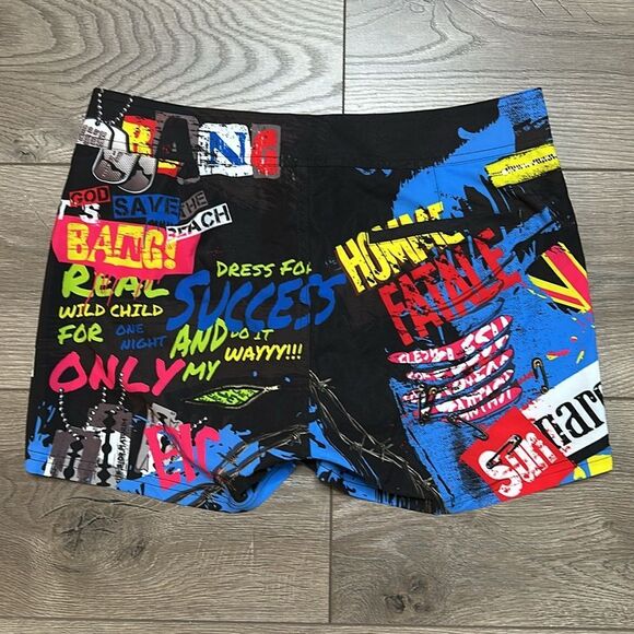 Bang Miami‎ 2.5” Graffiti Lined Multicolor Swim Trunks Board Shorts Size Small - Picture 3 of 13
